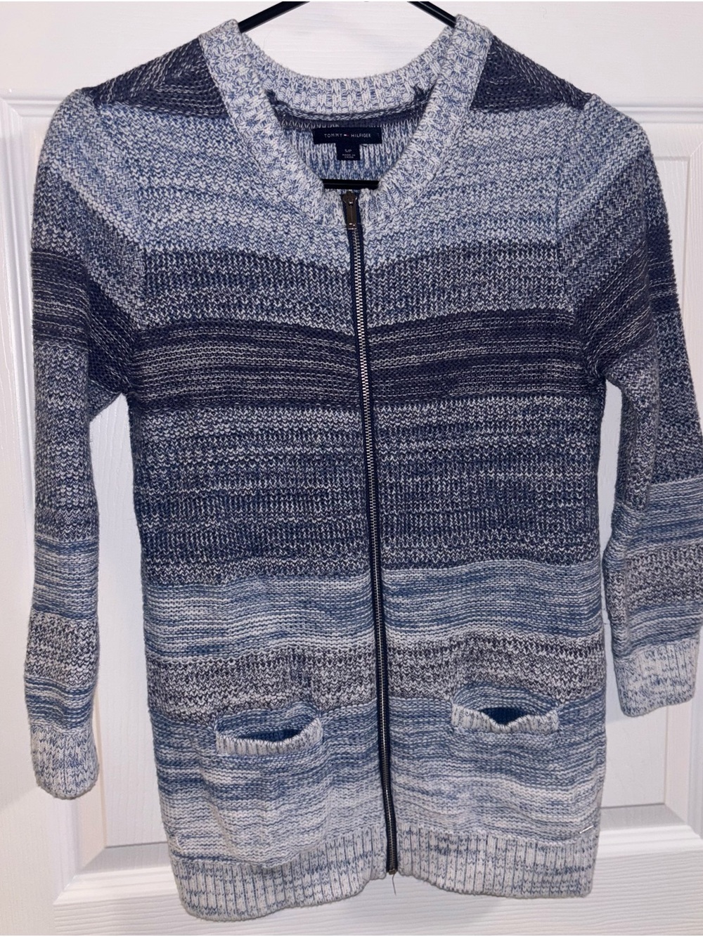 Tommy Hilfiger Blue Gradient Zip Sweater, Size Small